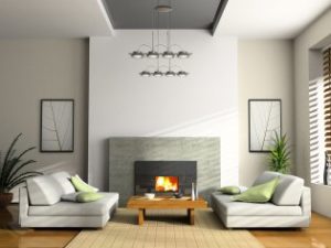 Fireplace in well furnished room