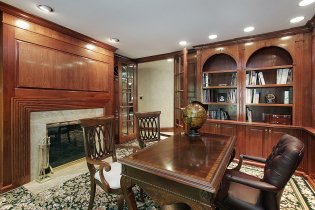 Gas insert fireplace with dining table around