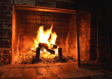 wood Burning in the fireplace